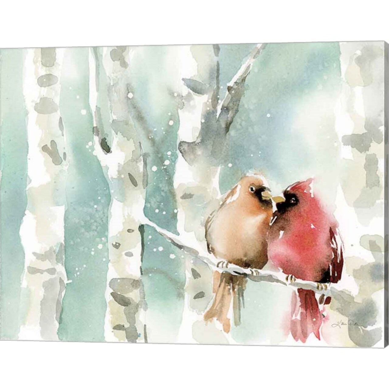 Christmas Cardinals by Katrina Pete 20" x 16" Canvas Wall Art